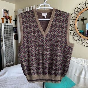 Grandpa Academia Wool Sweater Vest Kurt Cobain Vintage 90s Size XL Chandler Bing